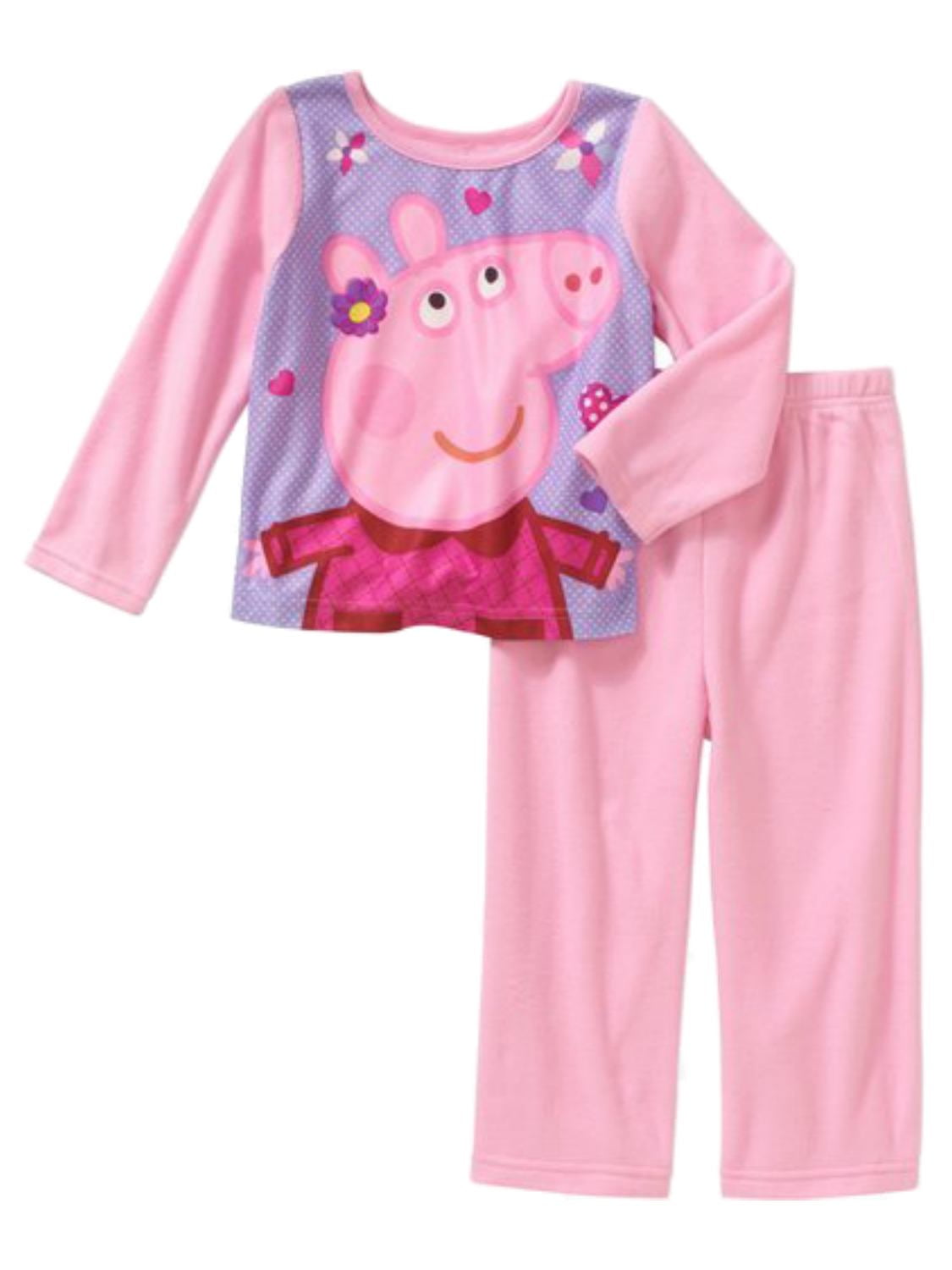 Peppa Pig Infant Girls Pink & Purple Peppa Pig Pajamas 2 Piece Flannel Sleep Set 12 Months