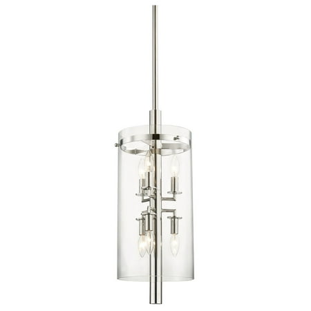 

Polished Nickel Tone Finish Pendants 26 Long Brass Material E12 Candelabra Base 6 Light Fixture