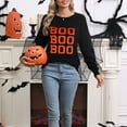 thumbnail image 4 of SRZYMJ Women's Autumn Winter Casual Pullover Sweater with Halloween Letter Print Round Neck Design for Seasonal Comfort, 4 of 6
