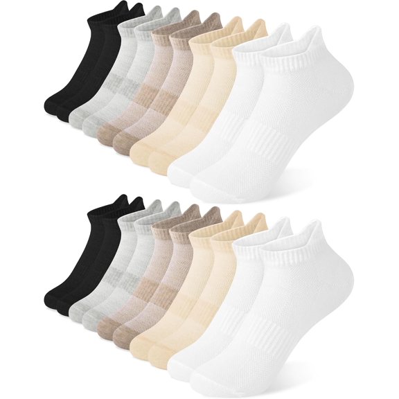 CoCoMangos 10 Pairs White Ankle Socks Woman Low Cut Running Cotton Athletic No Show Socks Womens