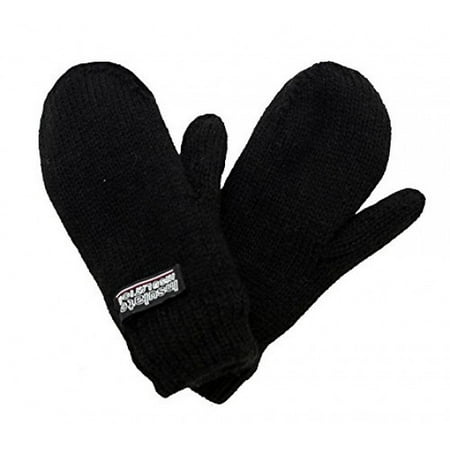Learn To Knit Mittens SANREMO Unisex Kids Toddler Knitted Fleece Lined Warm Winter Mittens (1-3 Years, Black) ()