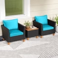 thumbnail image 3 of Patiojoy 3 Piece Patio Wicker Sofa Set Outdoor Rattan Furniture Set with Side Table Turquoise, 3 of 9