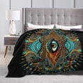 thumbnail image 4 of DouZhe Ultra-Soft Micro Fleece Lightweight Flannel Bed Blanket, Vintage Persian Style Floral Eye Print Cozy Warm Throw Blankets, 50"x40", 4 of 7