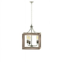 Sunshine Lighting B3167053 Ambiate Gabbia Rustic Farmhouse Pendant Light Fixture E26 Base - 40W Gray Wood - Brown
