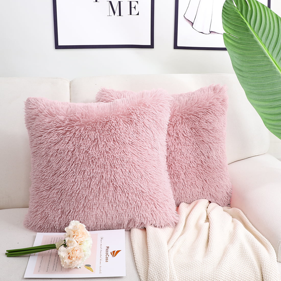 Details about   Luxury Faux Fur Throw Pillow Case Single Side Fluffy Plush Sofa Cushion Cover 