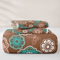 thumbnail image 5 of jejeloiu Earthy Floral Quilt King For Men Women,Boho Print King Coverlet Set,Brown Turquoise,3pcs, 5 of 7