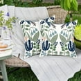 thumbnail image 3 of Floral Embroidered Summer Decorative Throw Pillow Covers 20"x 20" Set of 2, Farmhouse Cottage Navy Blue Green Flowers Leaves Knit Pattern Cotton Canvas Cushion Case for Couch Bed Living Room, 3 of 7