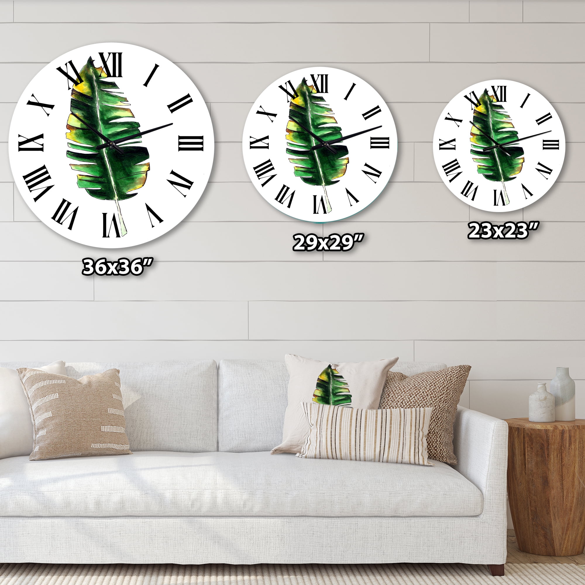 Designart 'Single Banana Leaf' Bohemian & Eclectic Wall Clock