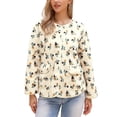 thumbnail image 1 of Chaqueta de forro polar INSPIRE CHIC para mujer, abrigo sin cuello de estampado floral vintage, de manga larga, cálido para invierno, abrigo de piel sintética XL beige, 1 of 6