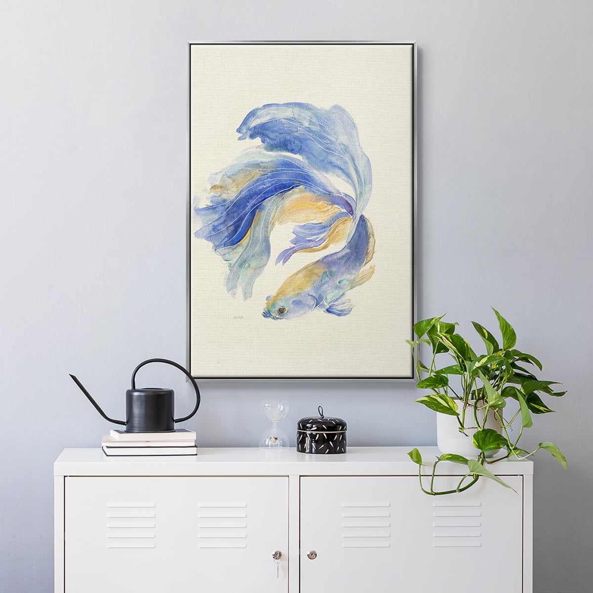 Betta II Framed Premium Gallery Wrapped Canvas - Ready to Hang - 25 x 37 - Silver Floating Frame