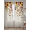 thumbnail image 5 of Fall Sheer Curtains 84 inches Long, Eucalyptus Leaf Autumn Leaves Sunflower Linen Light Filtering Sheer Window Curtains Rod Pocket Voile Drapes for Bedroom Living Room, 52"W x 84"L 2 Panels, 5 of 7