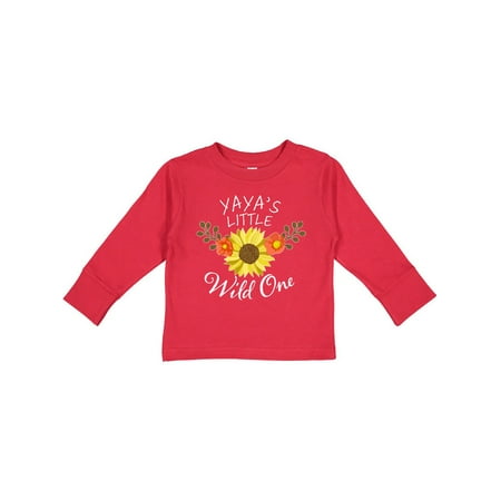 

Inktastic Yaya s Little Wild One with Beautiful Sunflower Gift Toddler Boy or Toddler Girl Long Sleeve T-Shirt