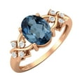 thumbnail image 2 of 925 Silver Rose Plated 8X6 MM Oval Shape London Blue Topaz Women Valentines Day Gifts Ring, 2 of 4