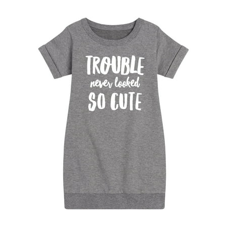 

Instant Message - Trouble Never Looked So Cute - Toddler & Youth Girls Fleece Dress