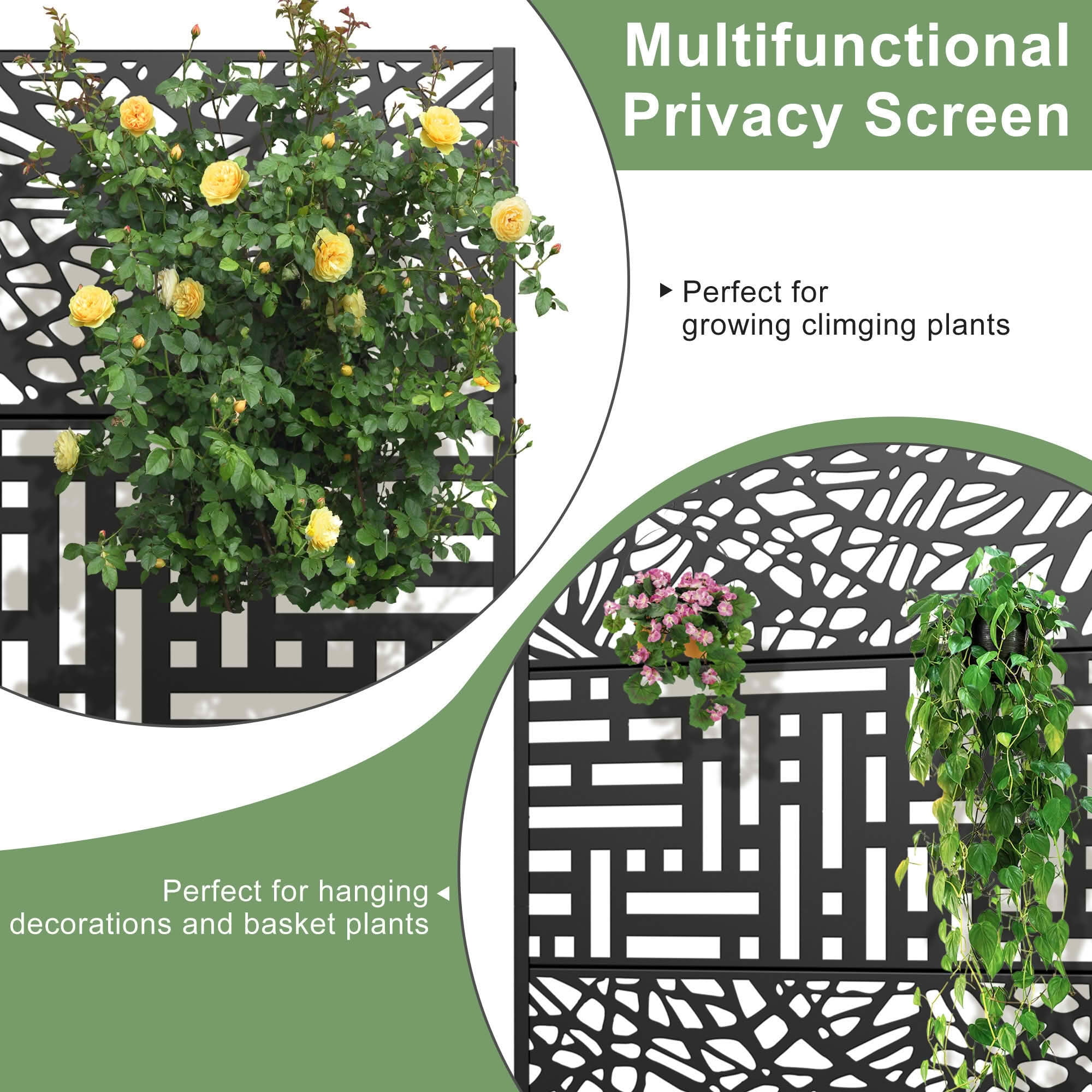 MAYEERTY 72x47x16 Inch Black Metal Planter Box with Trellis for Outdoor Garden & Patio