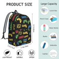 thumbnail image 5 of Game Controller Black Pattern Backpack for School, Cute School Bag with Adjustable Shoulder Straps and Padded Back, 15.7"x11.8"x5.5", 5 of 5