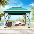 thumbnail image 3 of Meetleisure 11'x11' Pop Up Gazebo for Patios, Outdoor Canopy Tent with Sidewalls, Mosquito Netting, Pop Up Shelter for Wedding Party, Green, 3 of 11