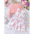 thumbnail image 3 of Suealasg Little Girls Fall Clothes Kids Girls Casual Dress 2T 3T 4T 5T 6T 7T 8T Sleeveless Round Neck Floral Print A-Line Tank Dress +Ruffled Ribbed Cardigan, 3 of 8