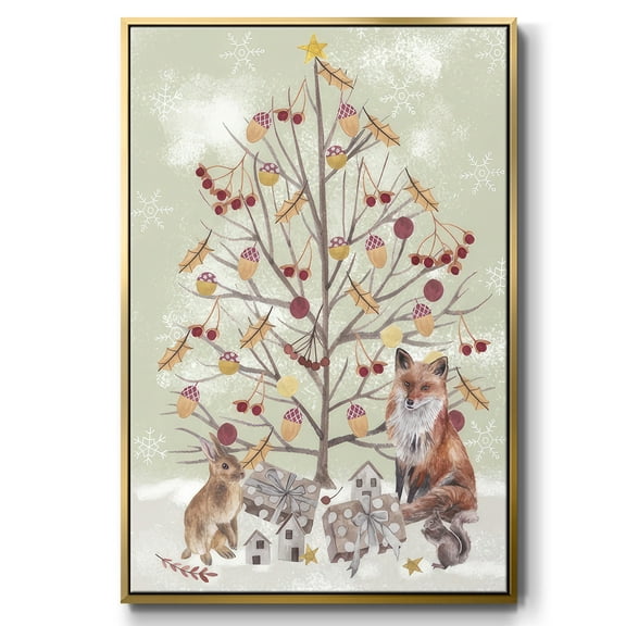 Christmas Time Collection B - Framed Gallery Wrapped Holiday Canvas - 17 x 25 - Gold Frame