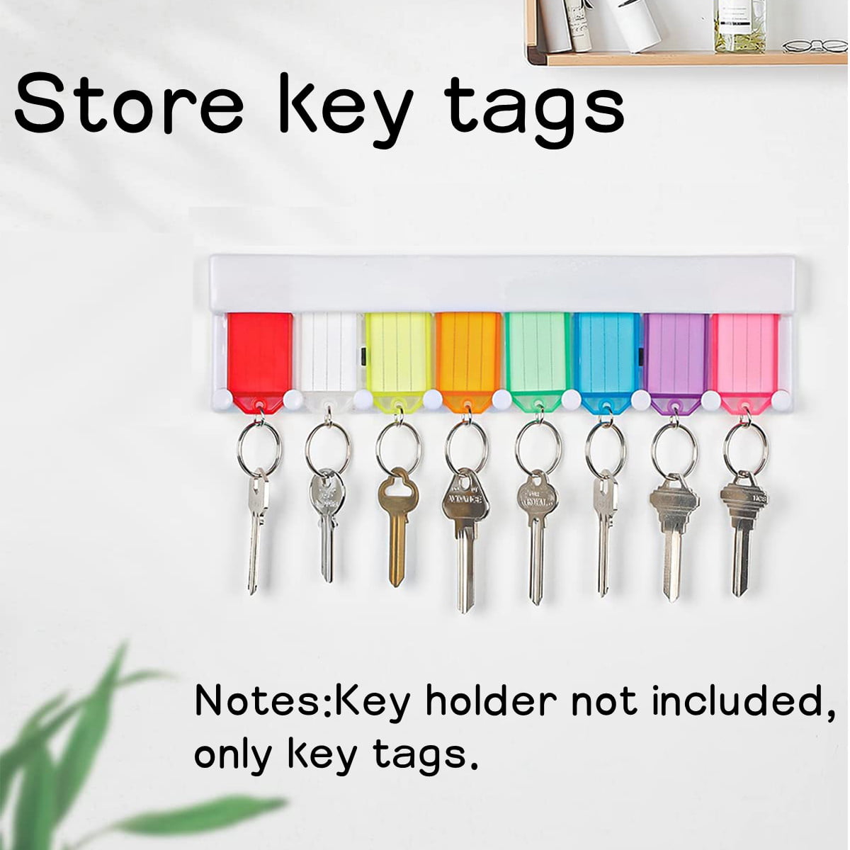 TOSEERY 60pcs Heavy Duty Keychain Key Tags Plastic Colored Labels Key Tags with Labels Key Tags with Ring and Label Window Key Ring Small Gift Belt