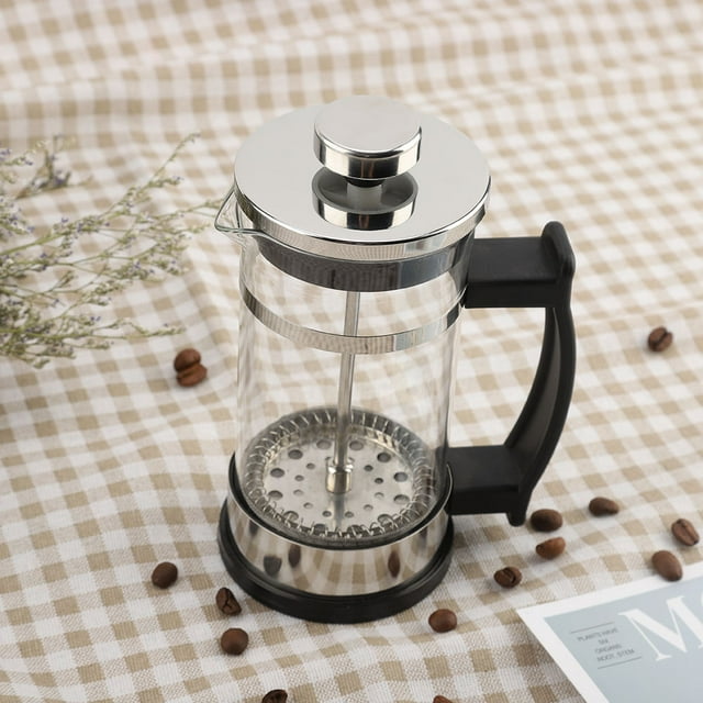 French Press Coffee Maker French Press Tea Kettle Tea Maker with Filter Stainless Steel Stand and Cold Brew Heat Thickened Borosilicate Glass Coffee Pot for Camping