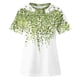 thumbnail image 4 of ICHUANYI Clearance Women Ladies Printing Short Sleeve Round Neck Pullover Lace Tops Blouse(Green, XL) ICHUANYI WER2023080700529, 4 of 5