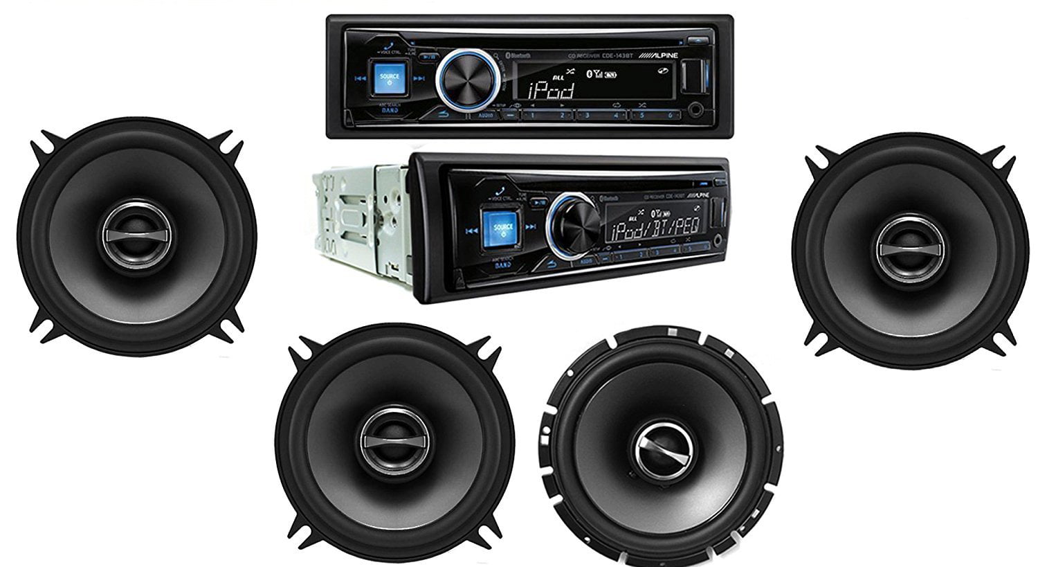 vals Schijnen erger maken ALPINE CDE-143BT Car Stereo CD/USB Receiver w/ Advanced Bluetooth+(2) Alpine  6.5-Inch 2-Way Type-S Series Coaxial Car Speakers - Walmart.com