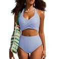 thumbnail image 4 of Dresfit Women's Solid Color One Piece Swimsuit - Minimalist Swim Dress Sky Blue XL, 4 of 6