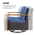 thumbnail image 3 of Planntonneo Wicker Patio Chairs Set of 2, Outdoor Rattan Swivel Glider Rocking Chairs with 4'' Blue Cushions for Porch Balcony Backyard, 3 of 6