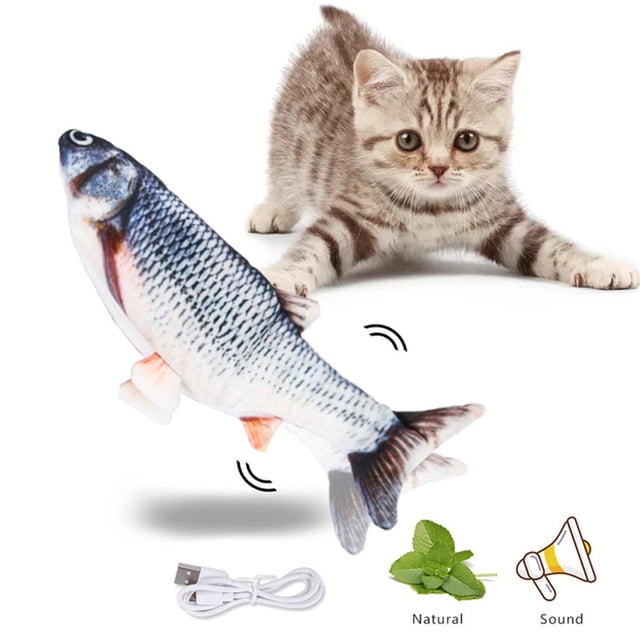 4x Mascota Gato Peces Eléctricos Juguetes Gato Masticar Limpieza Kicker Juguetes Para Salvador Juguetes interactivos para gatos