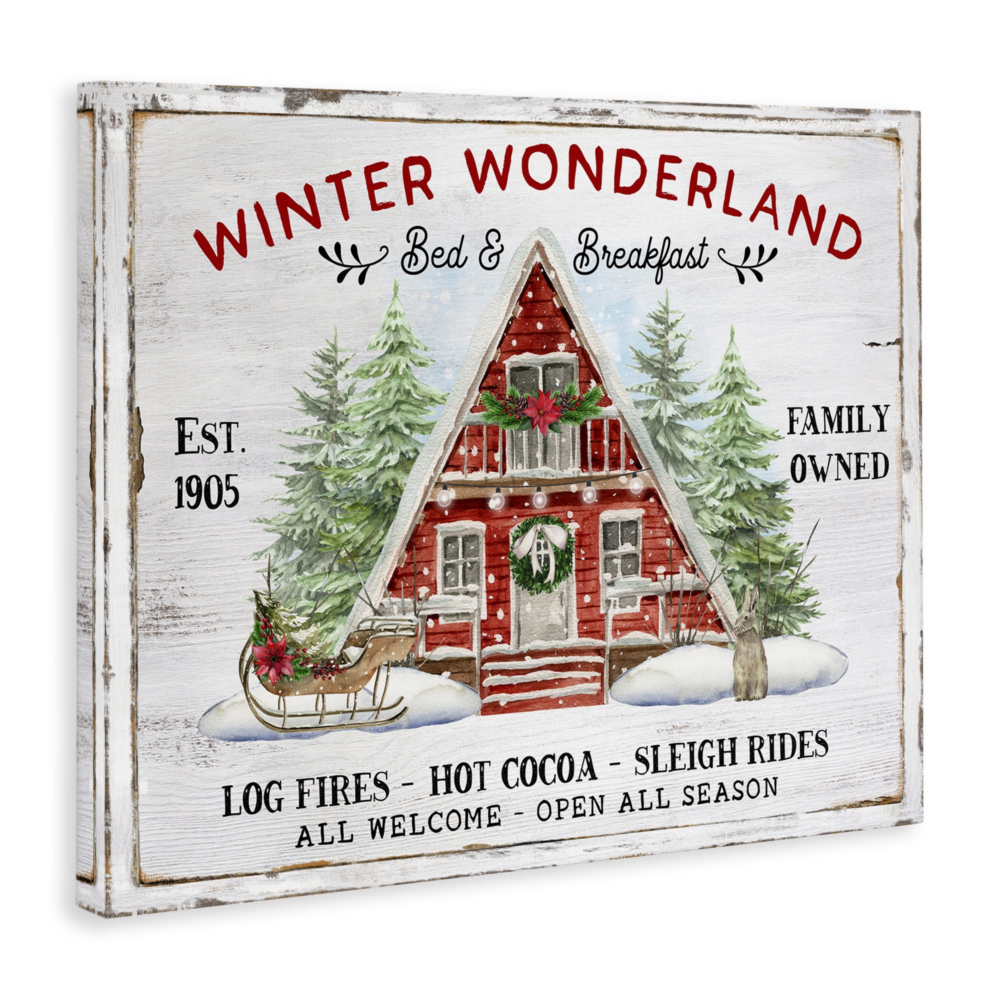 Stupell Industries Wonderland Christmas Cabin Holiday Painting Gallery Wrapped Canvas Art Prints Wall Art, 40 x 30