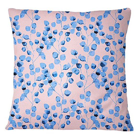 S4Sassy Blue Leaf Print Cushion Cover Square Pillow Case Sofa Pillow Covers Throw-12 x 12 Inches