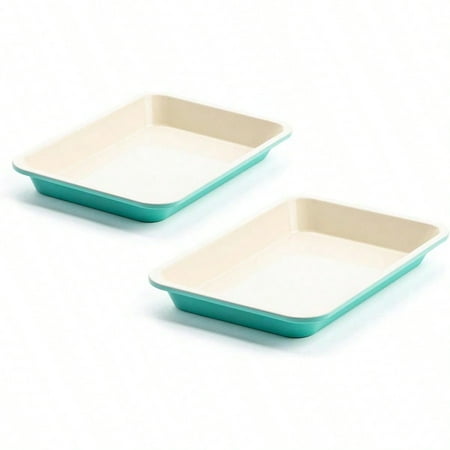 13" x 9" Quarter Sheet Baking Pans 2 Piece Bakeware Set PFAS-Free Ceramic Nonstick Rectangular Cookie Trays Oven Safe to 450°F Even Heating Easy Clean Ovenware
