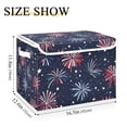 thumbnail image 5 of Yayeee Collapsible Cube Storage Bin with Lid Fabric Closet Decorative Basket with Handles, Red and Blue Fireworks Pattern, 5 of 7