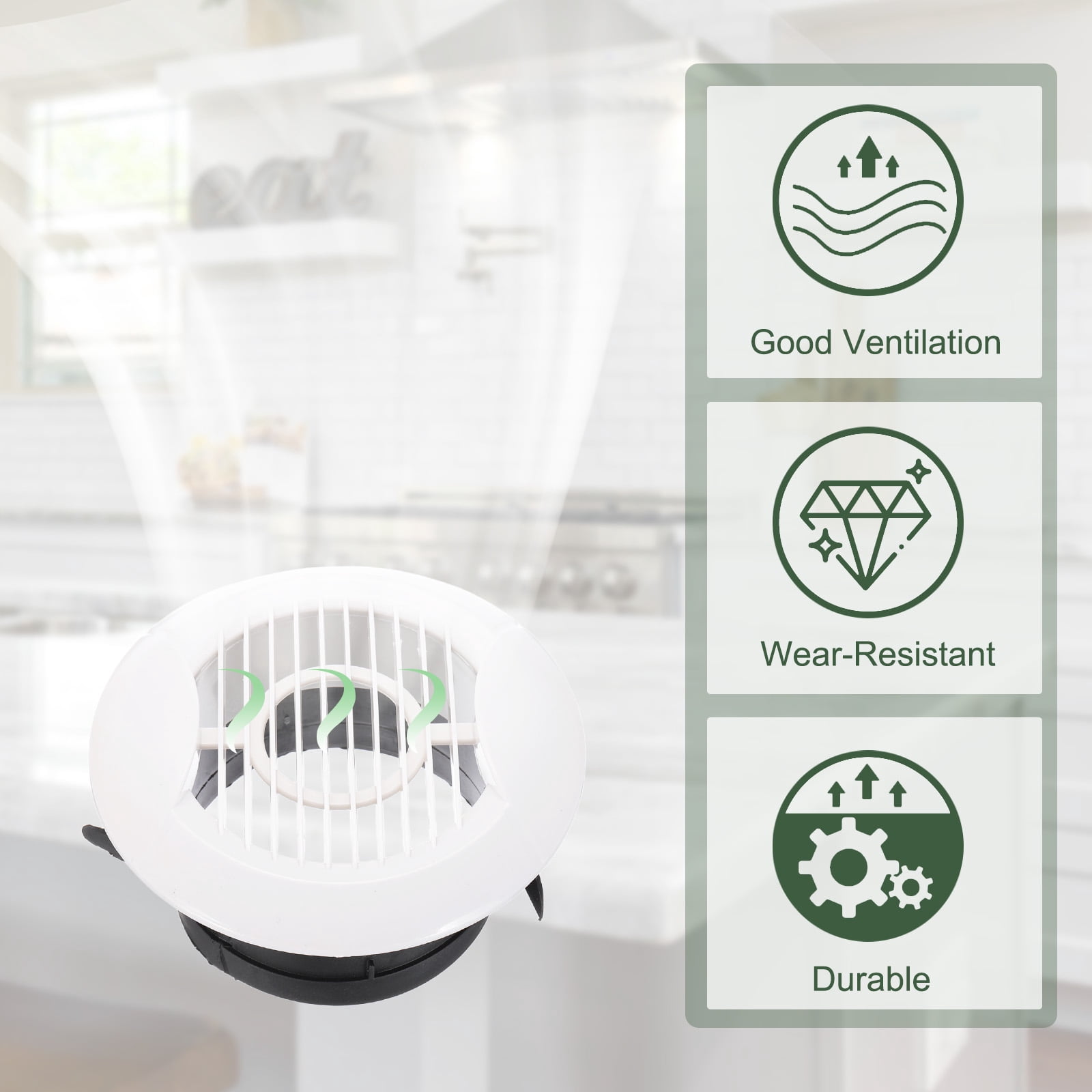 Uxcell Round Air Vent Cover, ABS Louver Soffit Vents for Bathroom Kitchen Living Room Office 4 Inch 2