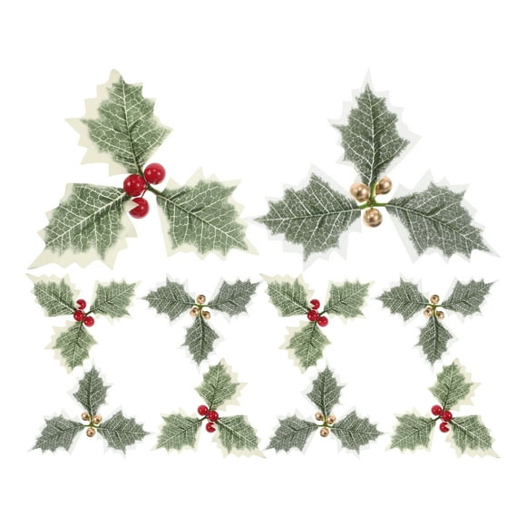 10 piezas de plantas navideñas creativas, accesorios de decoración, bayas artificiales, hojas verdes, plantas para decorar el hogar (bayas rojas, bayas doradas, 5 de cada una)