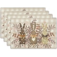 thumbnail image 1 of Bunny Rabbits Easter Rectangular Place Mats Set of 4，12x18 Inch Brown Leaves Floral Washable Heat Resistant Dining Table Mats for Holiday Party Kitchen, 1 of 6
