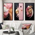 thumbnail image 1 of Designart "Whimsical Liquid Pink and Gold Art Glamorous Charm" Abstract Shapes Framed Wall Art Set Of 3 - Gold Transitional Frame Canvas Set For Living Room Decor, 1 of 6