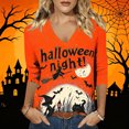 thumbnail image 3 of JTZGDY Halloween Tops for Women Dressy Casual Fall 3/4 Length Sleeve Thanksgiving Day Funny Ghost Pumpkin Printed V Neck Graphic Tunic Shirts Loose Oversized Comfy Pullover Blouse, 3 of 7