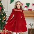 thumbnail image 2 of Zanarzt Robe Décontractée pour Filles à Manches Longues Jupe pour Filles à Volants Robe à Manches Longues Princesse Noël Fête Spectacle Robe pour Enfants Filles en Maille Rouge,11-12 Ans, 2 of 5