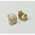 thumbnail image 2 of Clip on 1" gold and white bent wide button style earrings, 2 of 4