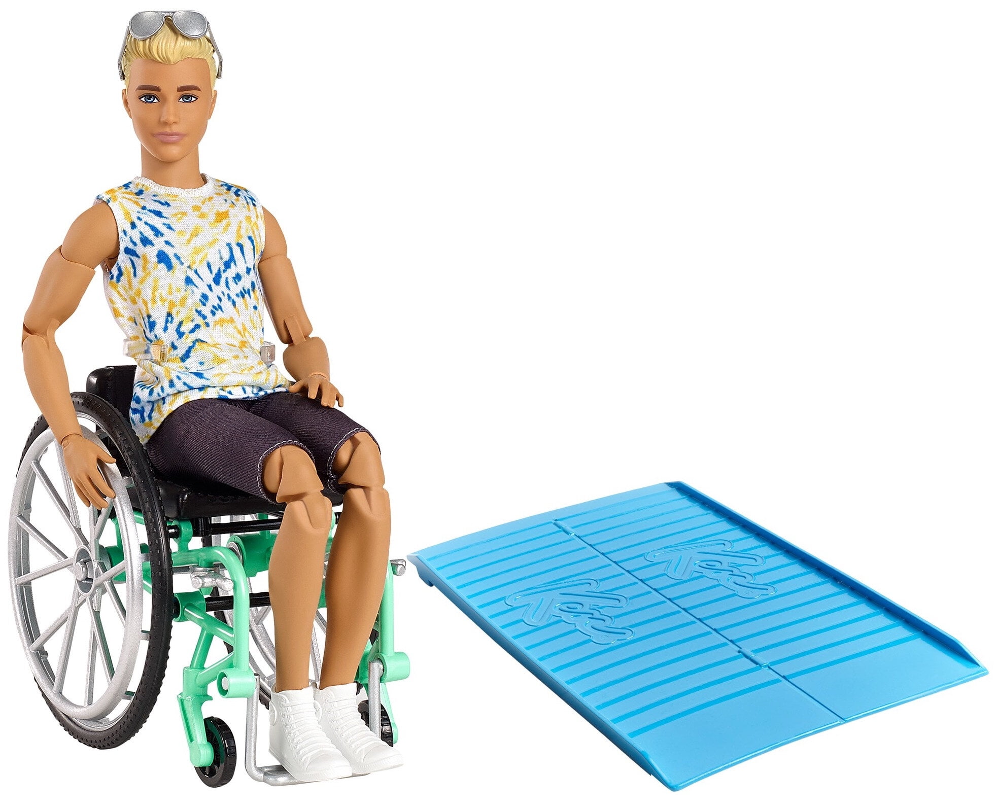 Ken Fashionistas Doll #167 with Wheelchair & Ramp Wearing Tie-Dye Shirt