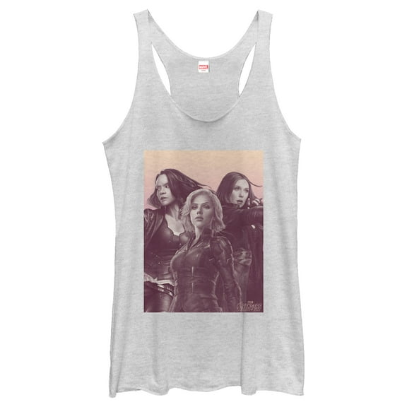 Women's Marvel Girl Power Stand-Up Racerback Tank Top White Heather 2X Large