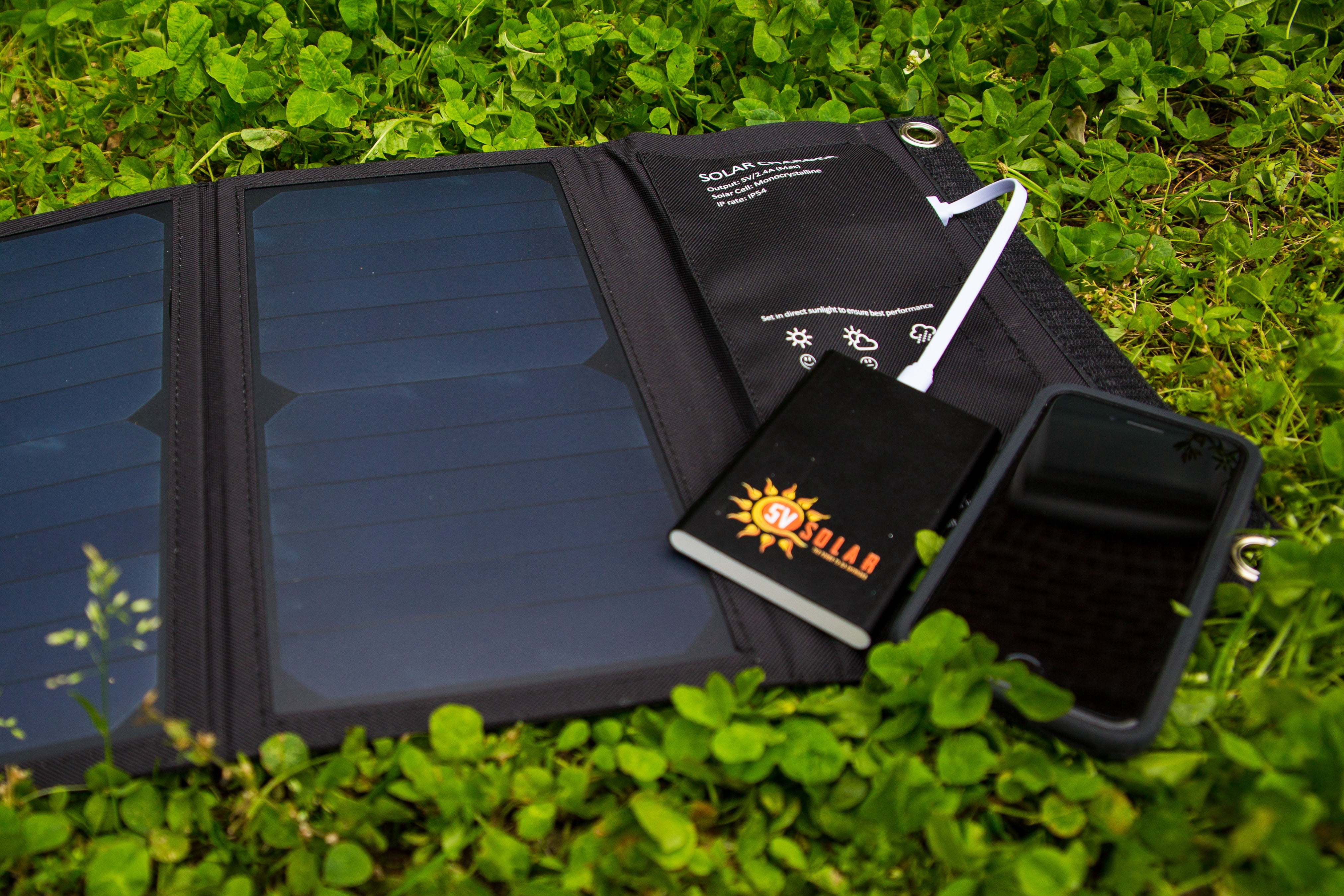Helios 28-Watt Folding Solar Charger with Power Bank