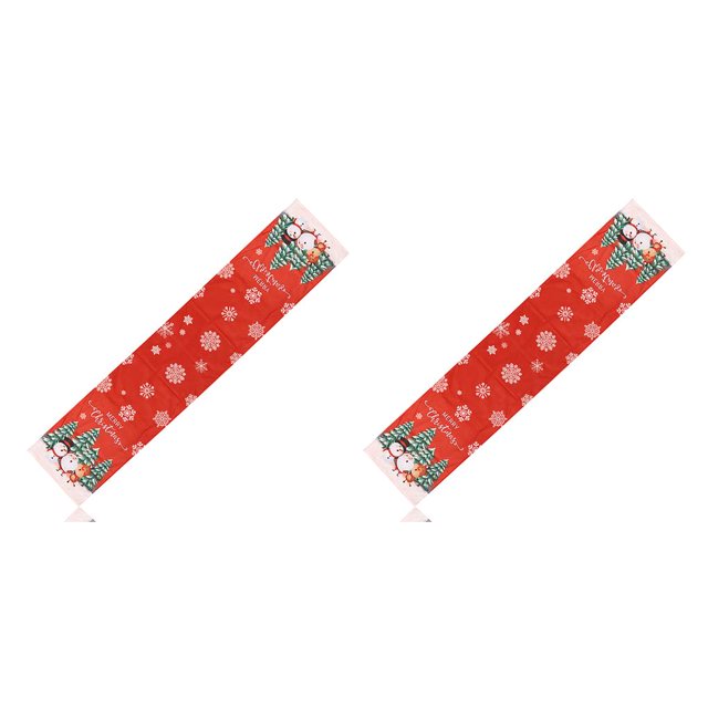 Kearding Navidad bandera Santa Claus camino de cubierta mantel decoración de Navidad ornamento no tejido comedor sala de estar Tres Muñecos 2piezas