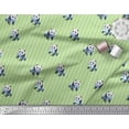 thumbnail image 2 of Soimoi Green polyester Crepe Fabric Panda & Stripe Printed Fabric 1 Yard 52 Inch Wide, 2 of 3