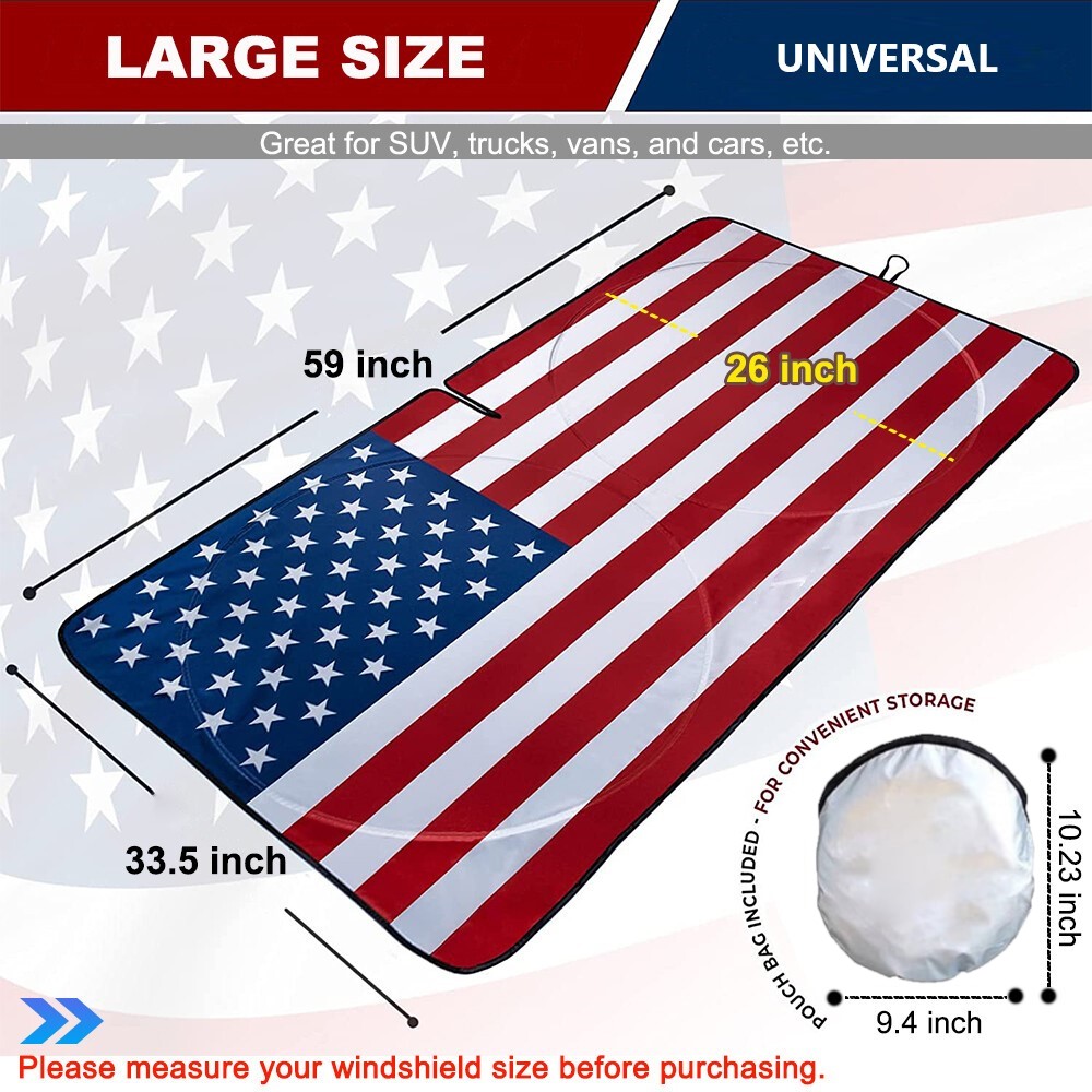 ASTRAEA Foldable Car Window Sunshade with American Flag photo 2