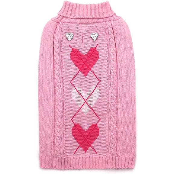 Valentine's Day  Sweaters for Small Dogs Turtleneck  Doggie Sweater with Leash Hole Knit Pullover  Sweater