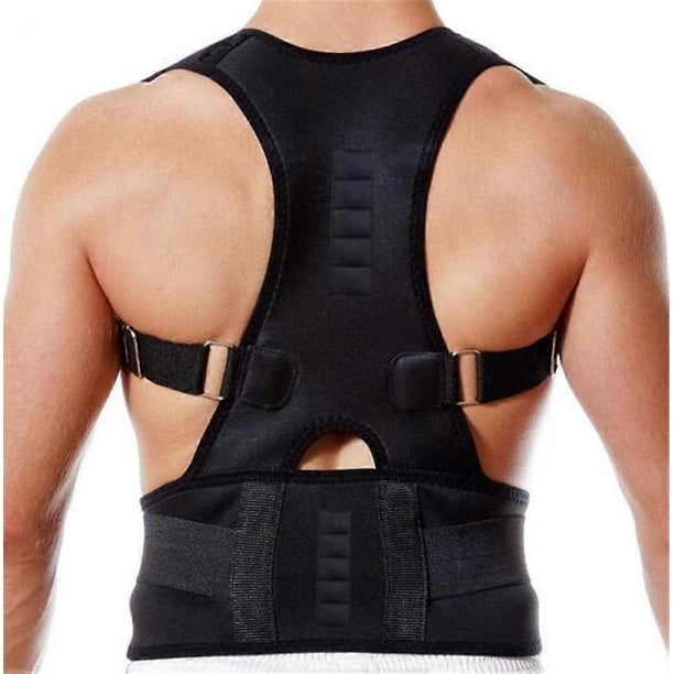 Adjustable Posture Correction Heel Support Shoulder Stretcher Back Belt for Men Women Black L