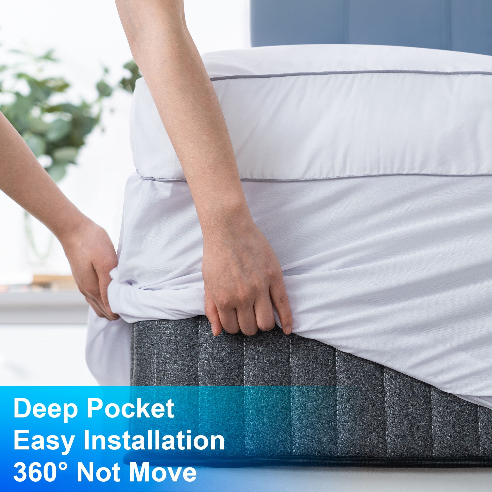 QUEEN ROSE Full Mattress Topper, Extra Thick Cooling Mattress Pad Cover, 400 TC Cotton Pillow Top Protector, 8-21 inch Deep Pocket, Soft Spiral Fiber Pad for Back Pain, Down Alternative Fill, White